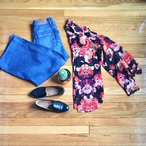 Broadway & Broome 100% Silk floral shirt on black